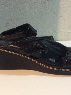 Relaxshoe Italy Black Real Leather Made in Italy Sandals - Size 38